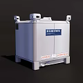 Industrial Equipment With White Cabinet Structure Support Legs Side Label And Top Interface Components