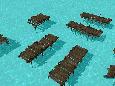 river pontoon bridge 3d model