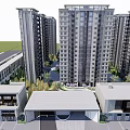Modern Residential Complex With High Rise Buildings Low Rise Structures And Greenery