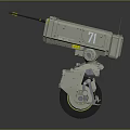 Gray Robotic Mechanical Unit 71 With Cannon And Wheeled Base 3d model