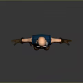 3D Elderly Human Character With White Beard Blue Vest Tool Belt And Outstretched Arms