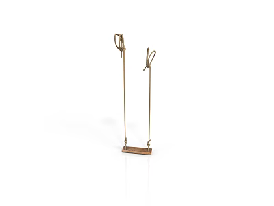 Brass Kitchen Hanging Rack With Double Hooks Square Base And Elegant Modern Design 3d model