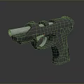 Modern Tactical Pistol Featuring Black Frame Silver Barrel And Textured Grip Design 3d model
