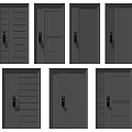 Security Doors With Various Dark Colored Panel Designs And Textured Surfaces 3d model