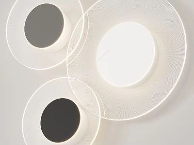 Modern Circular Wall Lamps With Illuminated Design And Black White Accents 3d model