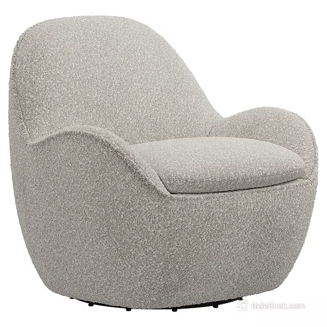 Cozy Light Gray Single Sofa With Rounded Design And Soft Fuzzy Texture 3d model 