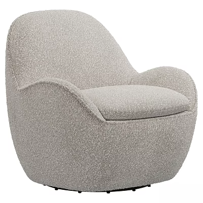 Cozy Light Gray Single Sofa With Rounded Design And Soft Fuzzy Texture 3d model