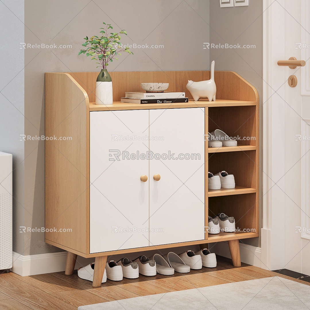 Japanese Style Log Style Shoe Cabinet Storage Cabinet Low Cabinet Entrance Shoe Cabinet Finished Shoe Cabinet model