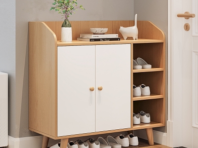 Japanese Style Log Style Shoe Cabinet Storage Cabinet Low Cabinet Entrance Shoe Cabinet Finished Shoe Cabinet model