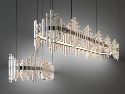 Stylish Modern Chandelier With Geometric Metal Glass Design And Hanging Light Fixtures For Interior Decor 3d model