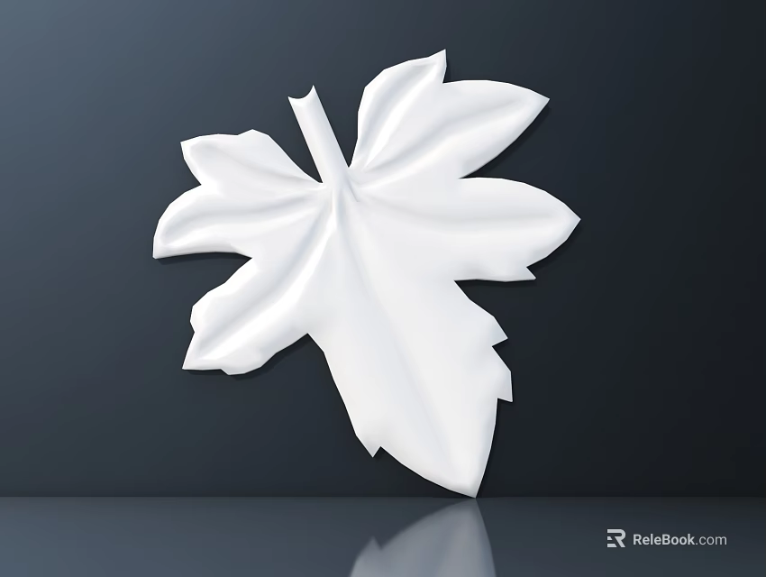 Intricate White Carved Leaf Wall Decor For Modern Interior Design 3d model 