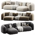 Cozy Modern Style Sofas With Decorative Pillows And Warm Blankets In Different Colors 3d model
