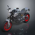 Stylish Silver Motorcycle With Red Wheels Black Seat And Sporty Design
