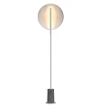 Three Modern Floor Lamps Soft Lit With Silver Pole And Oval Shade