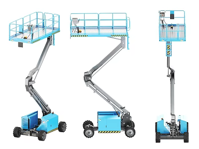 Blue Industrial Aerial Work Platforms Scissor Boom Straight Arm Mobile Lifts 3d model
