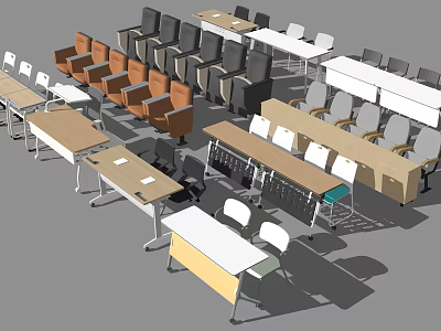 Diverse Conference Tables With Matching Chairs In Various Styles And Colors 3d model