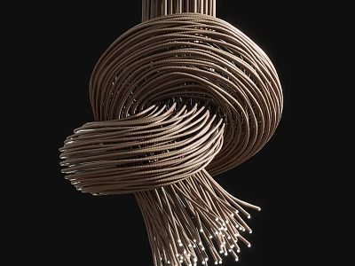 Unique Twisted Rope Chandelier With Modern Knot Design And Warm Brown Color 3d model