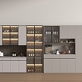 Modern Wine Cabinet High Cabinet Wood 3d model