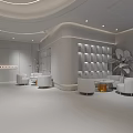 Elegant Modern Beauty Hair Salon Interior With Curved Walls Light Green Sofas Green Plant