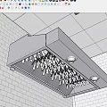 Modern Cafeteria Interior Design With Stainless Steel Range Hood White Tiled Walls And Ceiling