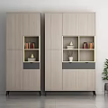 Modern Light Wood Double Bookcase With Open Shelves Books Decorative Items And Potted Plant