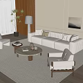 Modern sofa coffee table combination leisure chair side table hanging picture floor lamp 3d model
