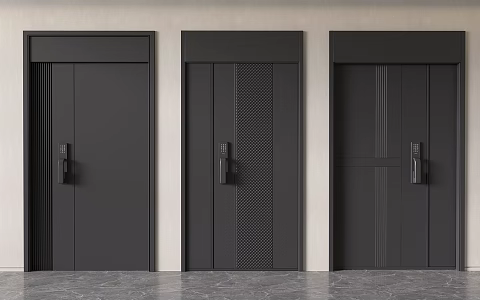 Modern security door entrance door armored door 3d model
