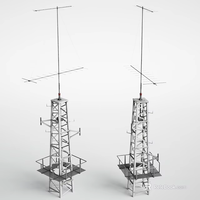 Industrial Equipment Steel Communication Towers With Antennas And Metal Frame Structures 3d model 