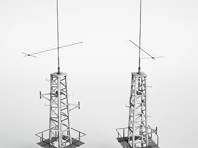 Industrial Equipment Steel Communication Towers With Antennas And Metal Frame Structures 3d model
