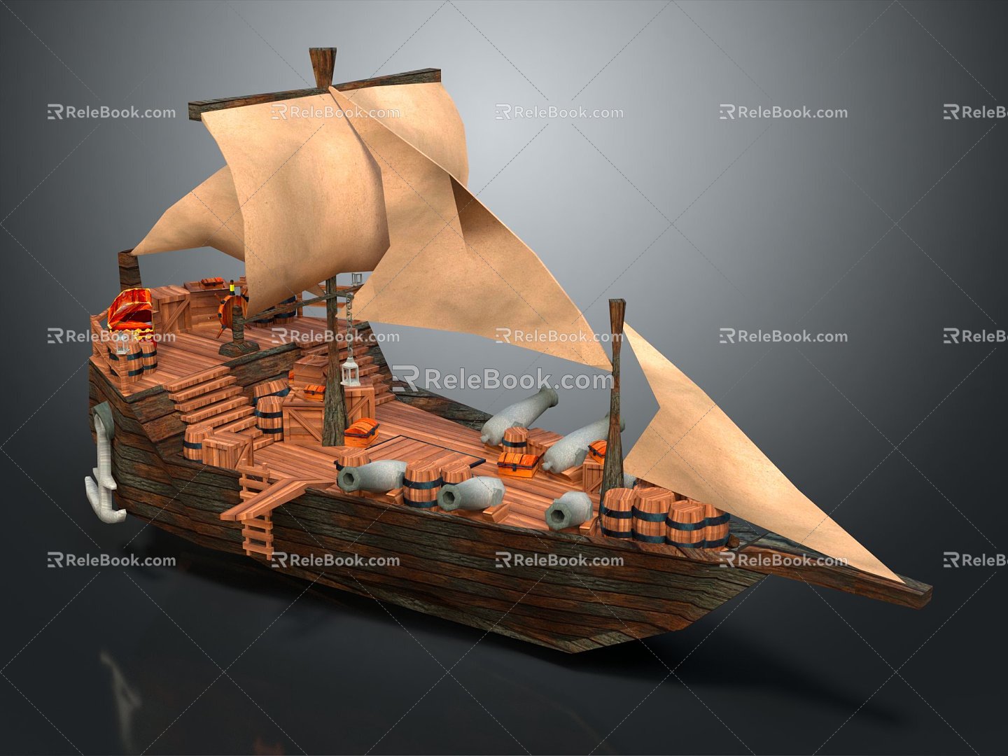 Modern Sailing Cartoon Sailing 3d model