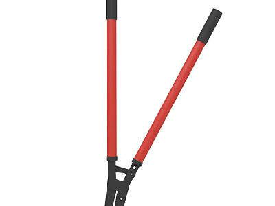 Red And Black Long Handle Manual Pruning Tool With Metal Joint 3d model
