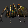 Colorful Spider With Vibrant Yellow Blue Patterns And Long Legs