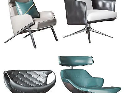 Stylish Modern Accent Chairs With Leather Upholstery And Multiple Color Options 3d model