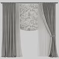 Gray Curtains with Patterned Roman Shade Tree Landscape Design and Sheer Lining