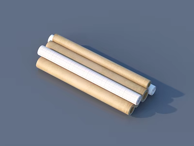 Household Kitchen Paper Rolls In White And Brown Stacked Together 3d model