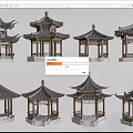 Different Traditional Chinese Pavilions Models Featuring Classic Roof And Structure Designs