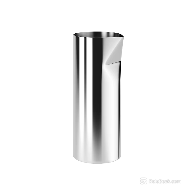 Modern Silver Ceramic Vessel With Cylindrical Shape And Sleek Smooth Design 3d model 