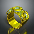 Shiny Golden Metallic Ring With Glossy Loop Designs And Reflective Surface