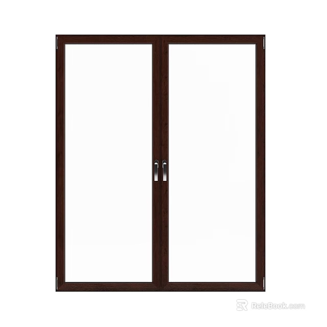 Classic Wooden Casement Window Design With Double Panels And Clear Glass 3d model 