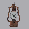 Vintage Kerosene Lamp With Retro Metal Frame Glass Shade And Antique Design Details