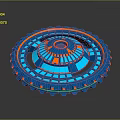Futuristic Spacecraft Component 3D Model With Circular Blue Orange Illuminated Design For Space Exploration Technology 3d model