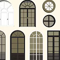 French curved window combination floor-to-ceiling window round window casement window aluminum alloy window 3d model