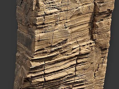 Natural Layered Stone Wood Decorative Structure With Textured Surface Design 3d model