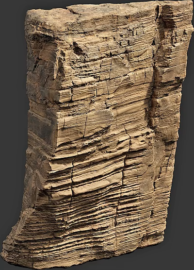 Natural Layered Stone Wood Decorative Structure With Textured Surface Design 3d model