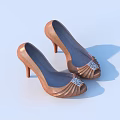 Elegant Copper High Heels With Stiletto Heels And Rhinestone Toe Decorations