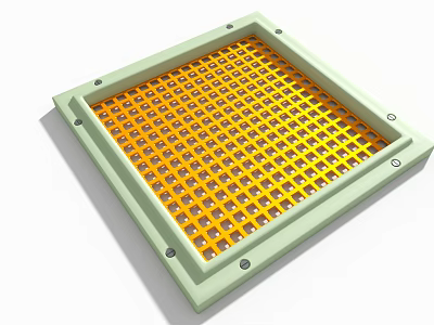 Industrial Equipment Square Frame With Yellow Grid Structure And Screwed Fastening 3d model