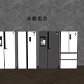 Modern Refrigerator Combination With Multiple Styles White Gray Designs For Home Kitchen 3d model