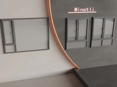 Modern Casement Windows With Sleek Metal Frames In Interior Display Design 3d model