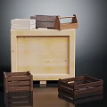 Stacked Wooden Crates and Trays with Various Sizes for Scene Components