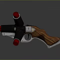 Multi Barrel Gun With Wooden Stock Black Barrels And Red Muzzles